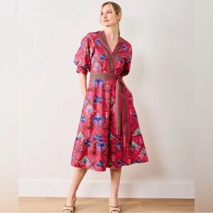 Printfresh Gabriela Maxi Wrap Dress Palm Tree Paradise Pink Cotton Poplin